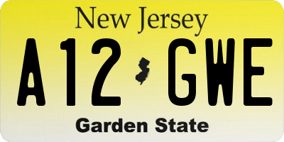 NJ license plate A12GWE