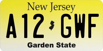 NJ license plate A12GWF