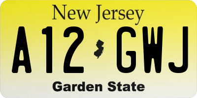 NJ license plate A12GWJ
