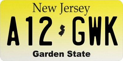 NJ license plate A12GWK
