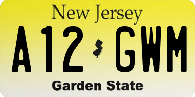 NJ license plate A12GWM