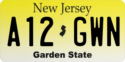 NJ license plate A12GWN