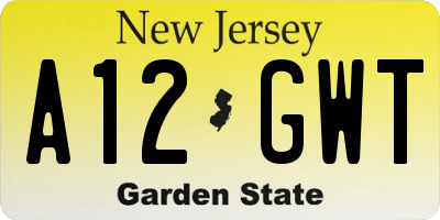 NJ license plate A12GWT