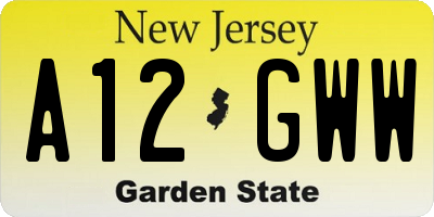 NJ license plate A12GWW