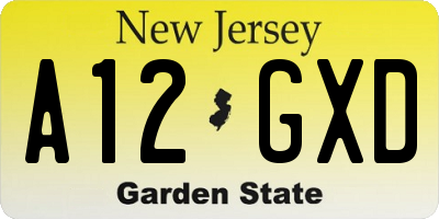 NJ license plate A12GXD