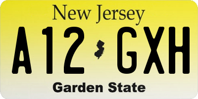 NJ license plate A12GXH