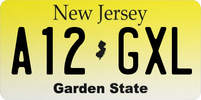 NJ license plate A12GXL