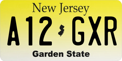 NJ license plate A12GXR