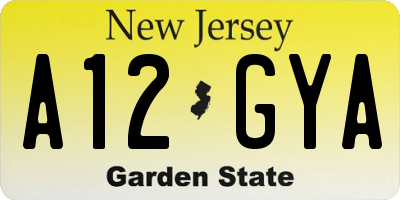 NJ license plate A12GYA