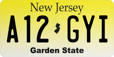 NJ license plate A12GYI