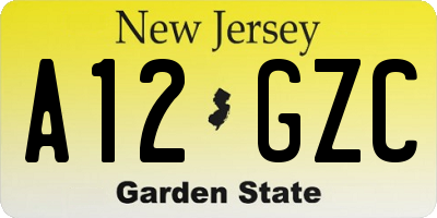 NJ license plate A12GZC