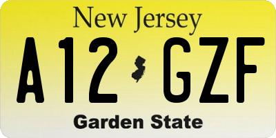 NJ license plate A12GZF