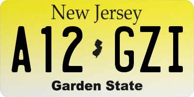 NJ license plate A12GZI