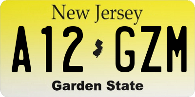 NJ license plate A12GZM