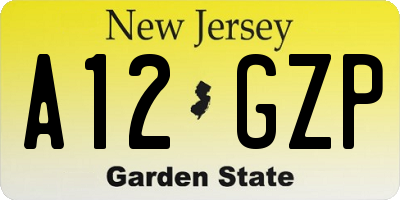 NJ license plate A12GZP