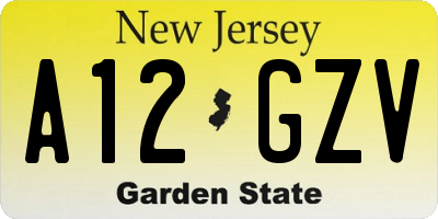 NJ license plate A12GZV