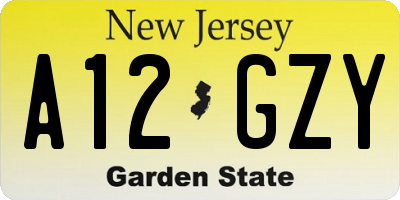 NJ license plate A12GZY