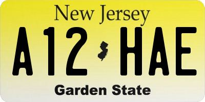 NJ license plate A12HAE