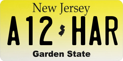 NJ license plate A12HAR