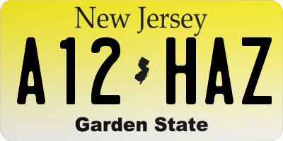 NJ license plate A12HAZ