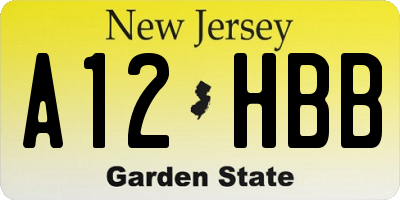 NJ license plate A12HBB