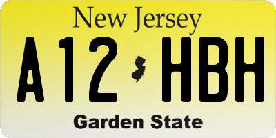NJ license plate A12HBH