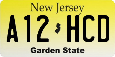 NJ license plate A12HCD