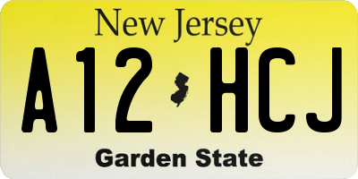 NJ license plate A12HCJ