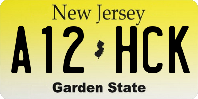 NJ license plate A12HCK