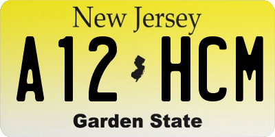 NJ license plate A12HCM