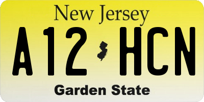 NJ license plate A12HCN