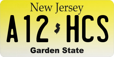NJ license plate A12HCS