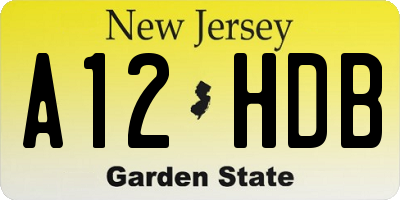 NJ license plate A12HDB