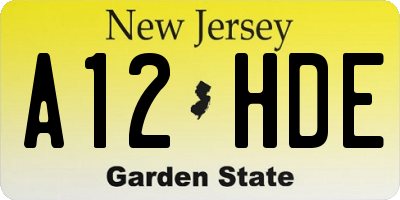 NJ license plate A12HDE