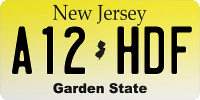 NJ license plate A12HDF