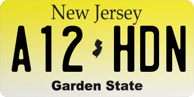 NJ license plate A12HDN