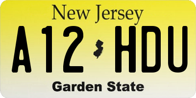 NJ license plate A12HDU
