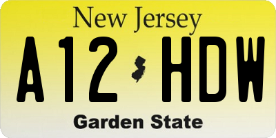 NJ license plate A12HDW