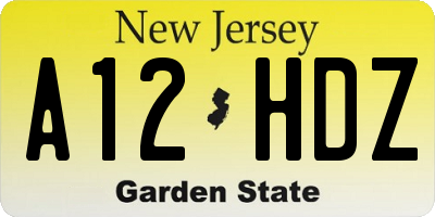 NJ license plate A12HDZ