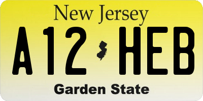 NJ license plate A12HEB
