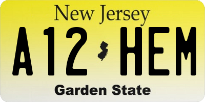 NJ license plate A12HEM