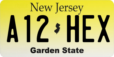 NJ license plate A12HEX