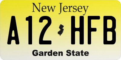 NJ license plate A12HFB