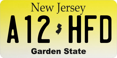 NJ license plate A12HFD