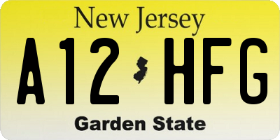 NJ license plate A12HFG