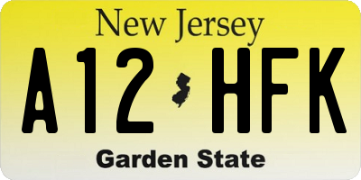 NJ license plate A12HFK