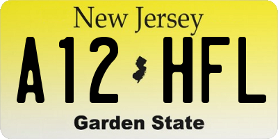 NJ license plate A12HFL