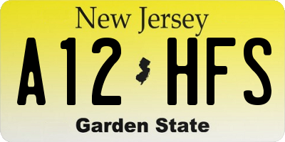 NJ license plate A12HFS