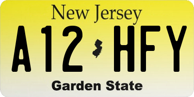 NJ license plate A12HFY