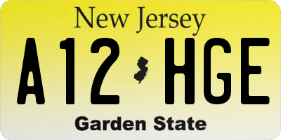 NJ license plate A12HGE